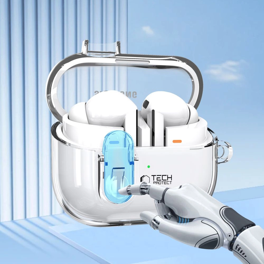 Tech-Protect FlexAir Case with Carabiner for Samsung Galaxy Buds 3 / 3 Pro - Transparenteng