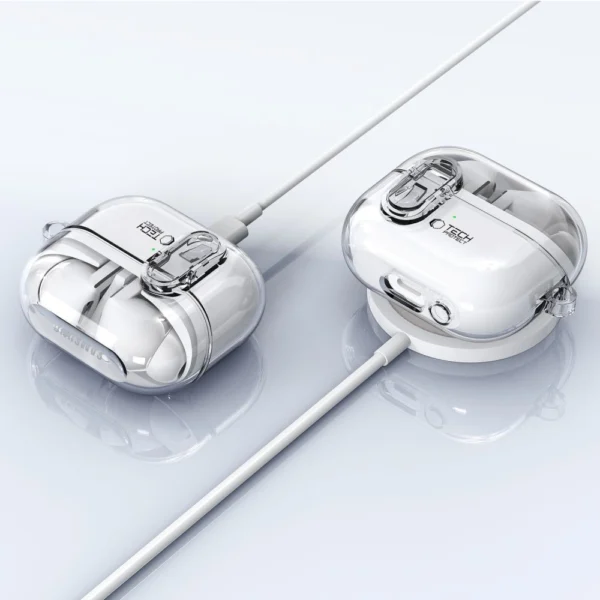 Tech-Protect FlexAir Case with Carabiner for Samsung Galaxy Buds 3 / 3 Pro - Transparenteng