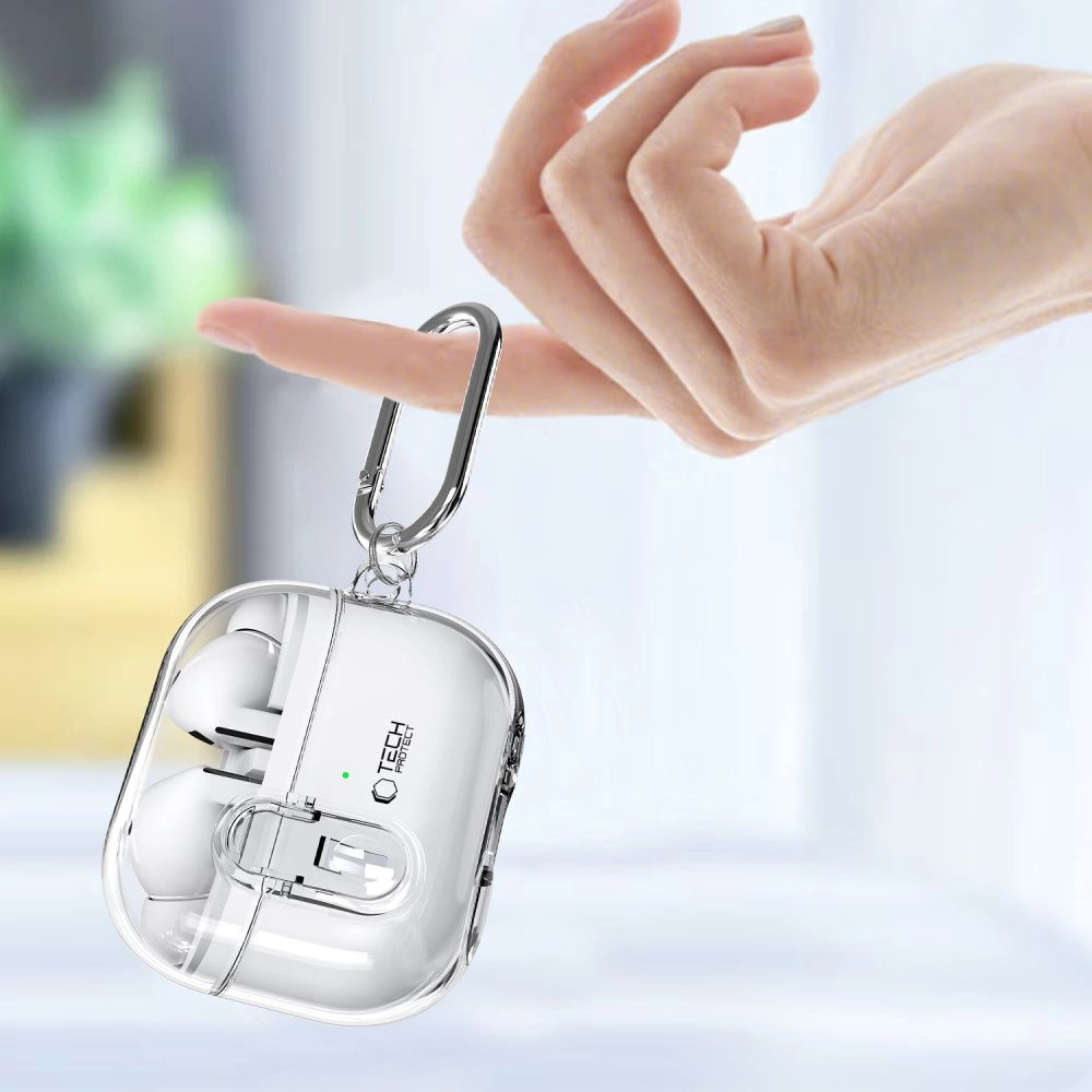 Tech-Protect FlexAir Case with Carabiner for Samsung Galaxy Buds 3 / 3 Pro - Transparenteng