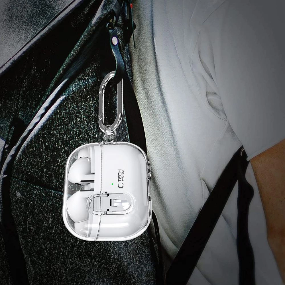 Tech-Protect FlexAir Case with Carabiner for Samsung Galaxy Buds 3 / 3 Pro - Transparenteng