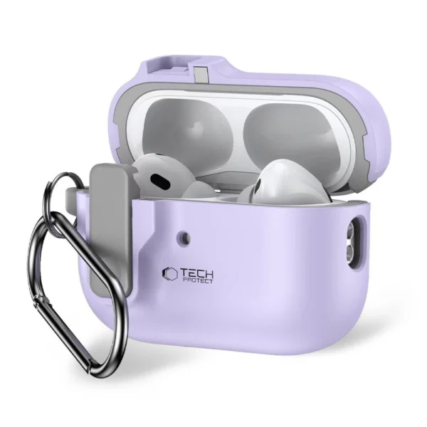Tech-Protect Slim Hook Case with Carabiner for Apple AirPods Pro 1 / 2 - Purpleeng