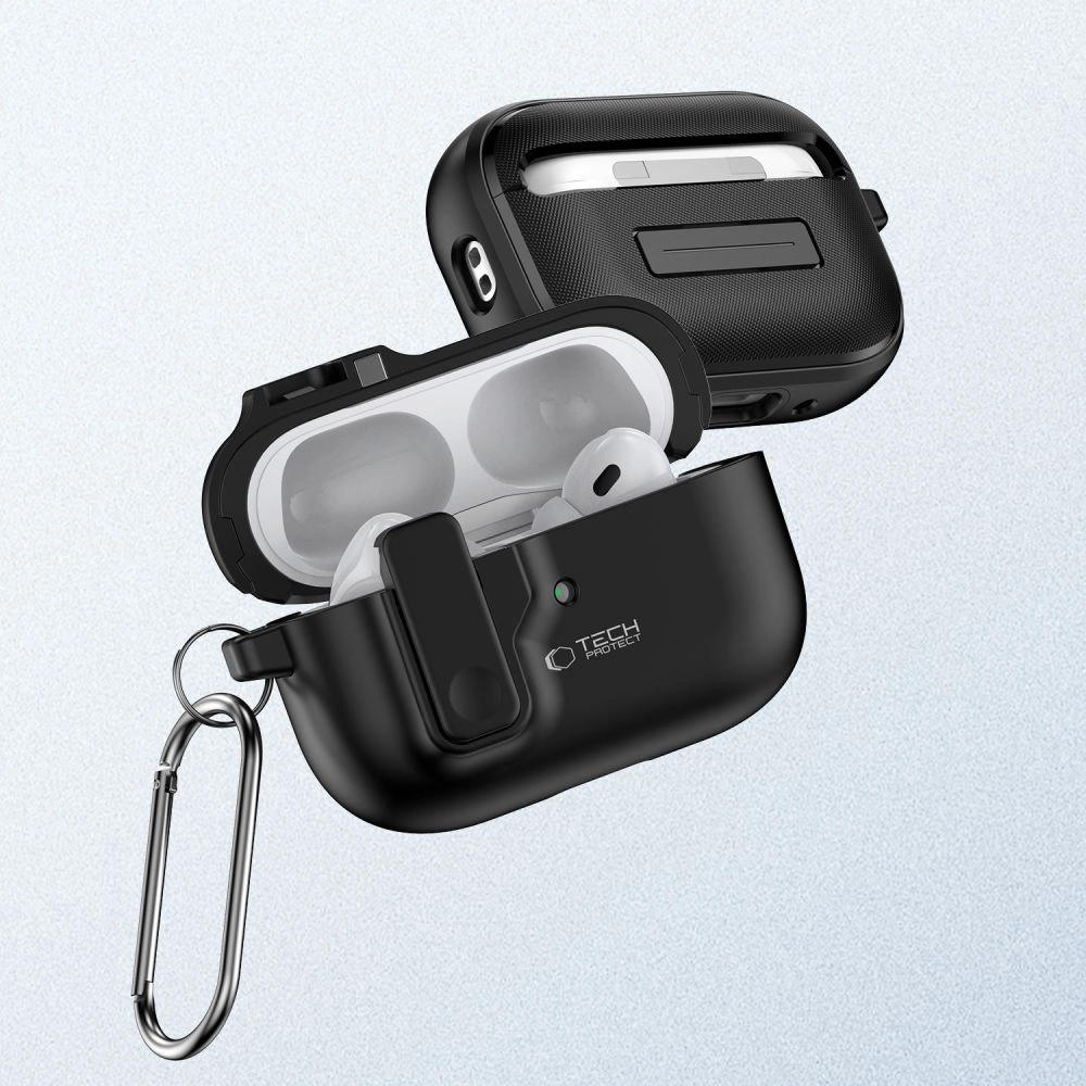 Tech-Protect Slim Hook Case with Carabiner for Apple AirPods Pro 1 / 2 - Blackeng