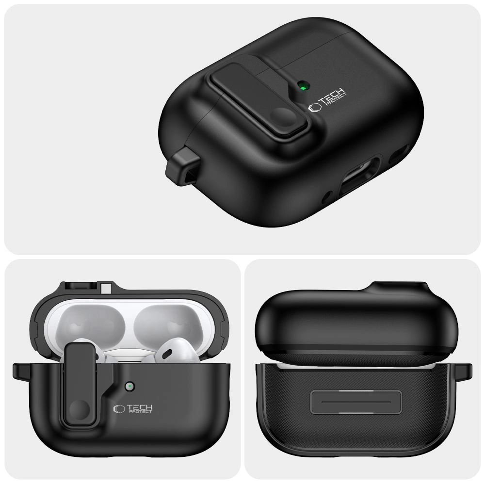 Tech-Protect Slim Hook Case with Carabiner for Apple AirPods Pro 1 / 2 - Blackeng