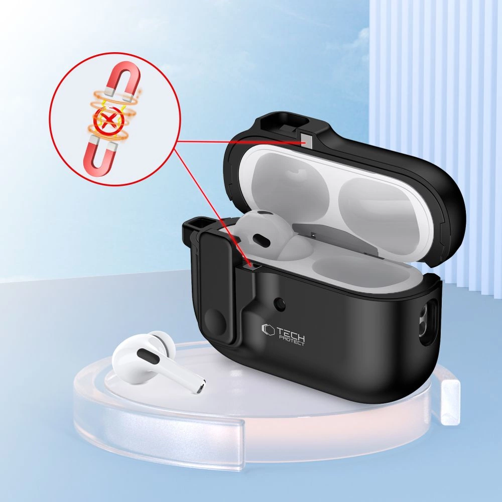 Tech-Protect Slim Hook Case with Carabiner for Apple AirPods Pro 1 / 2 - Blackeng