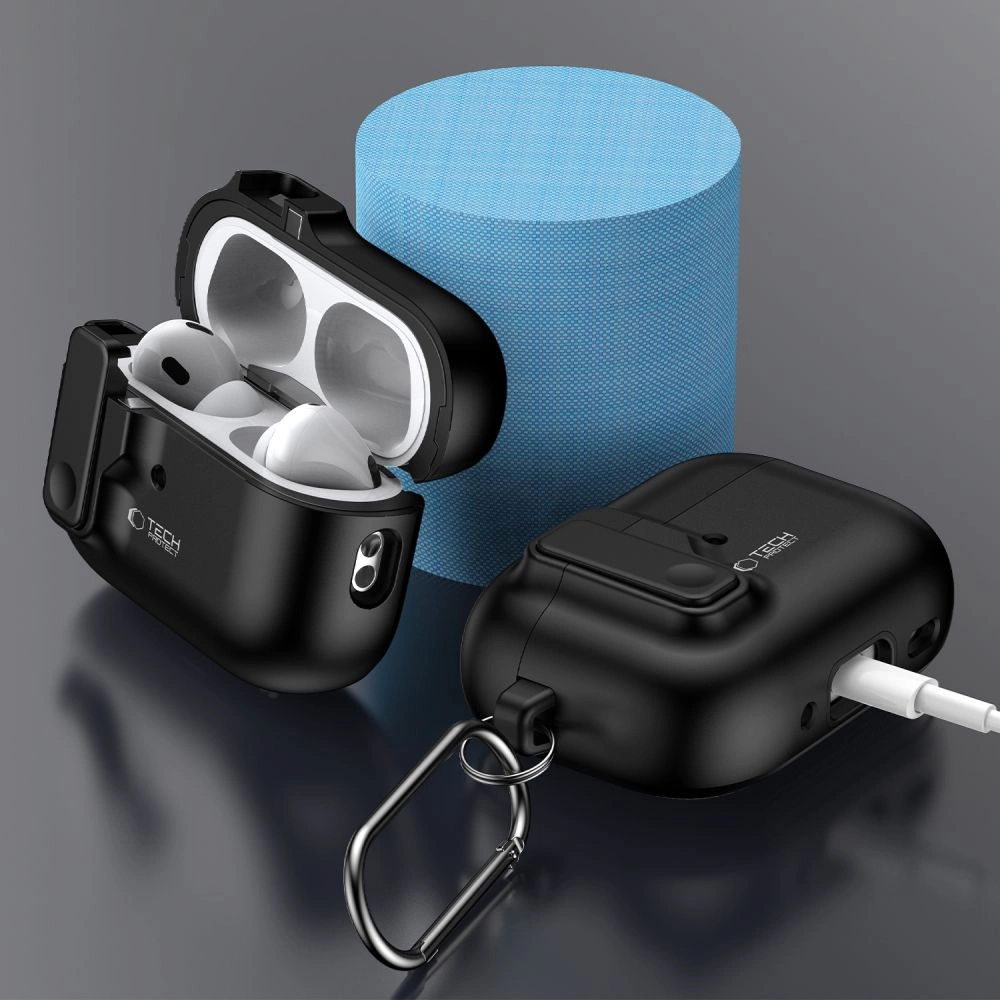 Tech-Protect Slim Hook Case with Carabiner for Apple AirPods Pro 1 / 2 - Blackeng