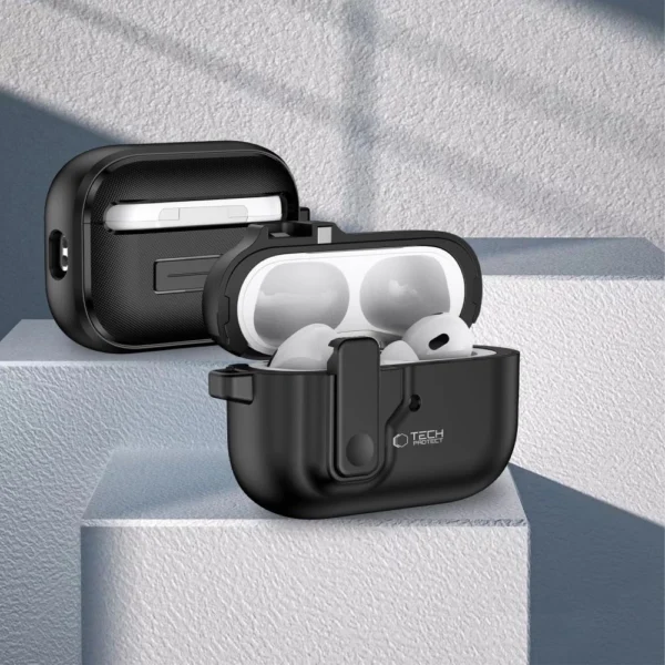 Tech-Protect Slim Hook Case with Carabiner for Apple AirPods Pro 1 / 2 - Blackeng
