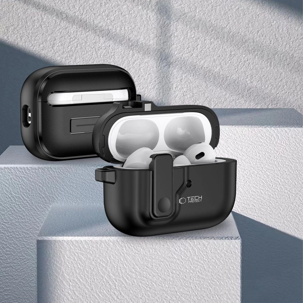 Tech-Protect Slim Hook Case with Carabiner for Apple AirPods Pro 1 / 2 - Blackeng