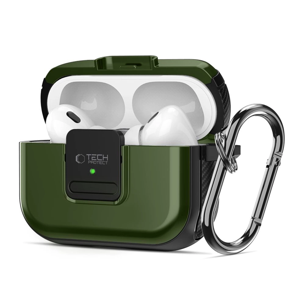 Tech-Protect Defender Hook MagSafe Case with Carabiner for Apple AirPods Pro 1 / 2 - Greeneng