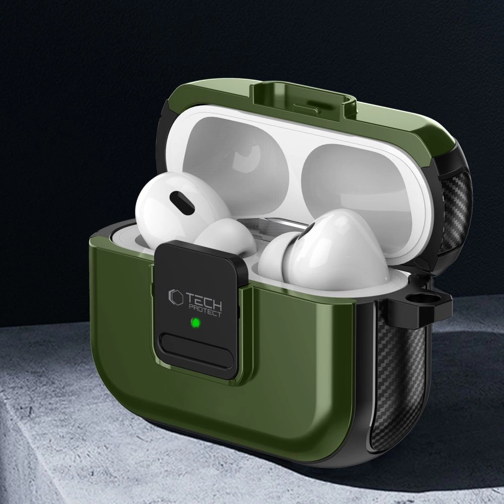 Tech-Protect Defender Hook MagSafe Case with Carabiner for Apple AirPods Pro 1 / 2 - Greeneng