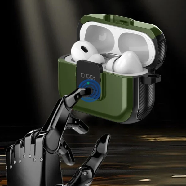 Tech-Protect Defender Hook MagSafe Case with Carabiner for Apple AirPods Pro 1 / 2 - Greeneng