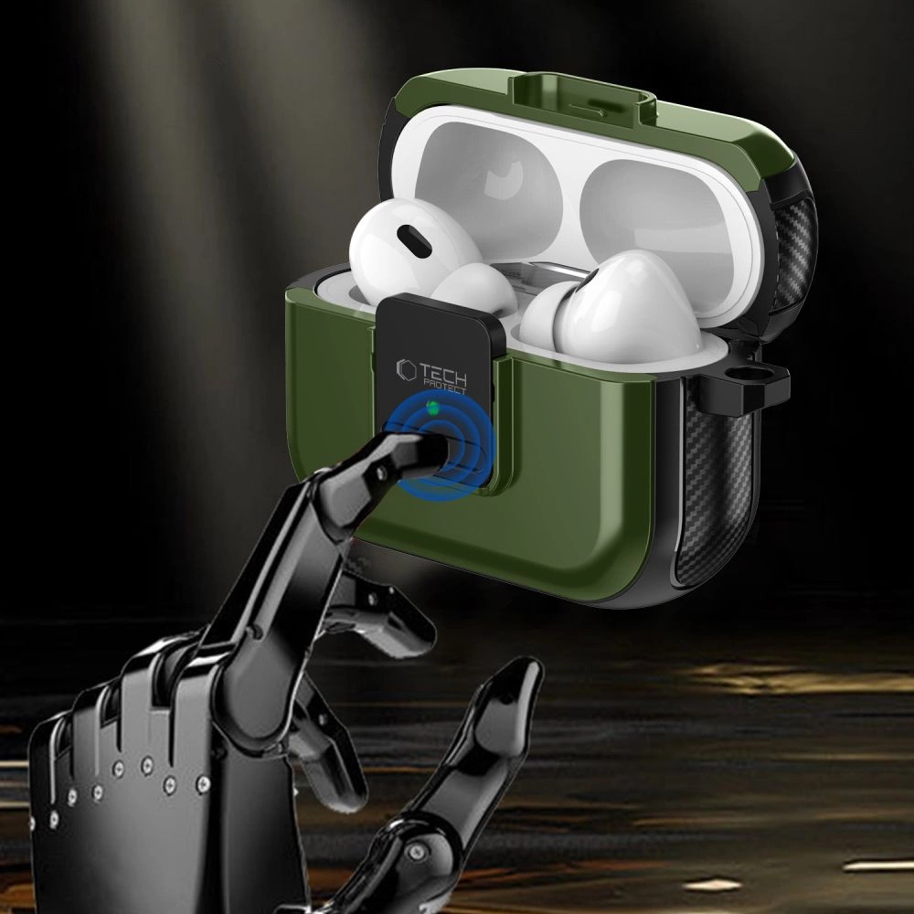 Tech-Protect Defender Hook MagSafe Case with Carabiner for Apple AirPods Pro 1 / 2 - Greeneng