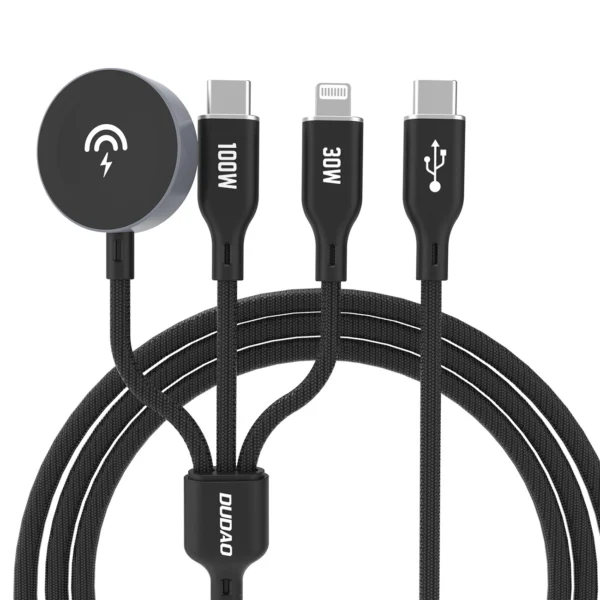 Apple Watch Dudao A12Max+ PD 100W 3in1 Charger Cable: USB-C Lightning 1.2m - Blackeng