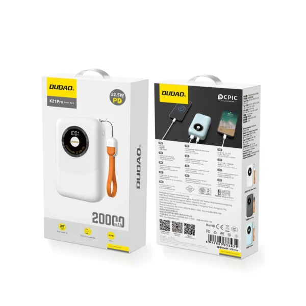 Powerbank Dudao K21Pro Mini 20000mAh 22.5W - whiteeng