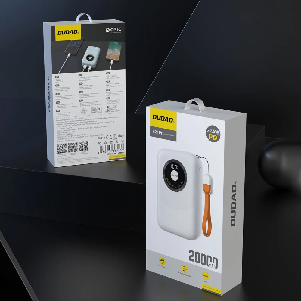 Powerbank Dudao K21Pro Mini 20000mAh 22.5W - whiteeng