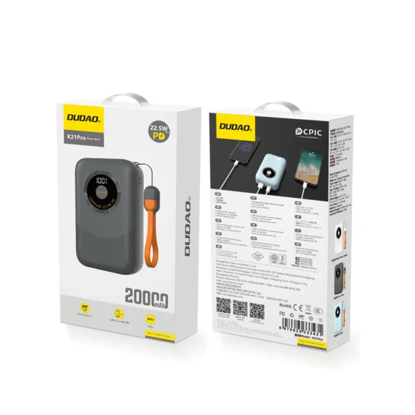 Powerbank Dudao K21Pro Mini 20000mAh 22.5W - grayeng