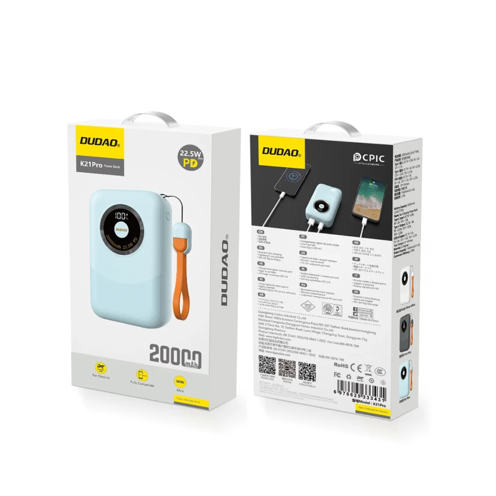 Powerbank Dudao K21Pro Mini 20000mAh 22.5W - blueeng