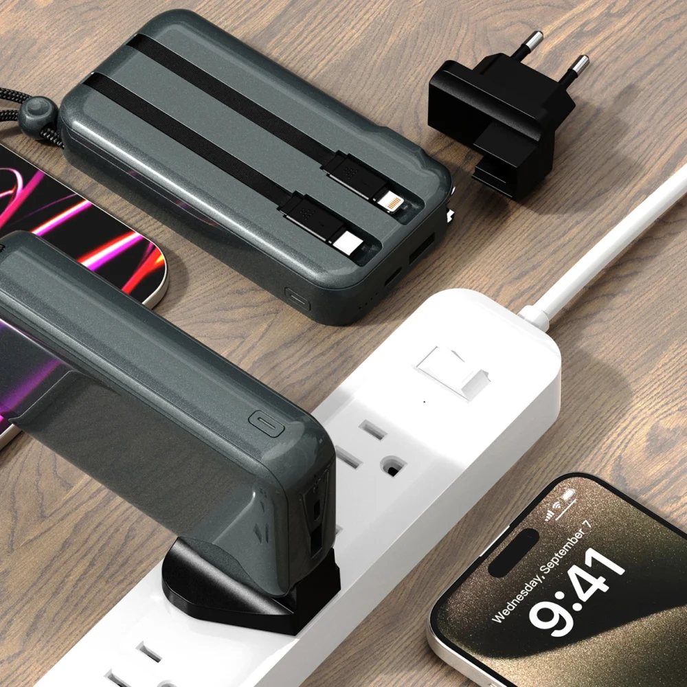 Dudao K25 2in1 10000mAh 3-Plug Powerbank Charger - Grayeng
