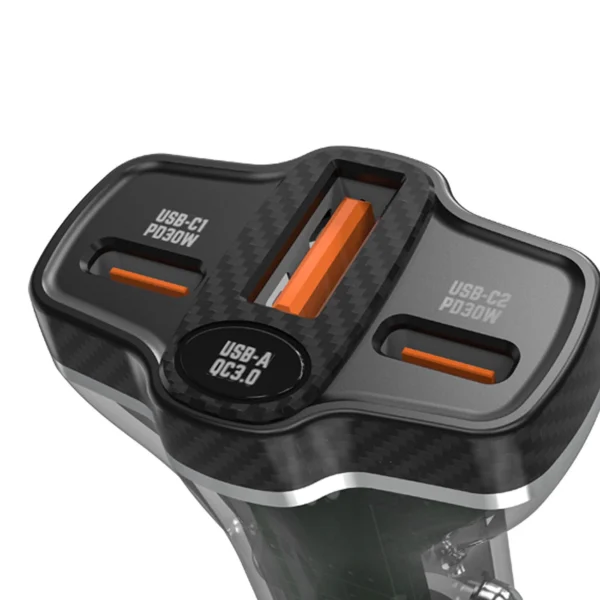 Dudao R78 78W Car Charger USB-C PD / 2xUSB-A QC - Blackeng