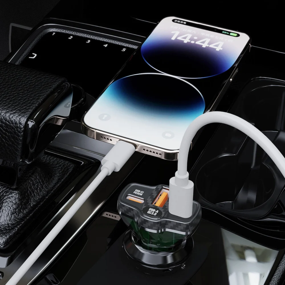 Dudao R78 78W Car Charger USB-C PD / 2xUSB-A QC - Blackeng