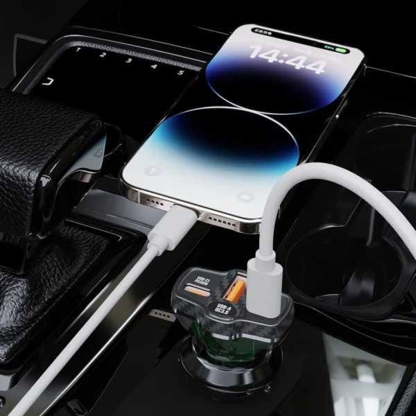 Dudao R78 78W Car Charger USB-C PD / 2xUSB-A QC - Blackeng