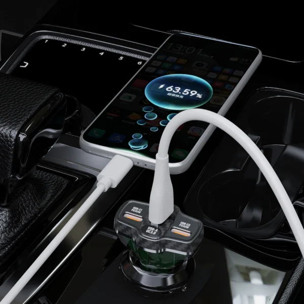 Dudao R78 78W Car Charger USB-C PD / 2xUSB-A QC - Blackeng