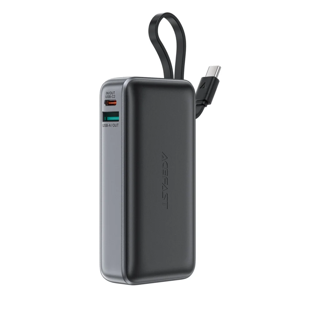 Acefast M7-10000 PD30W Powerbank with Built-in Cable - Blackeng