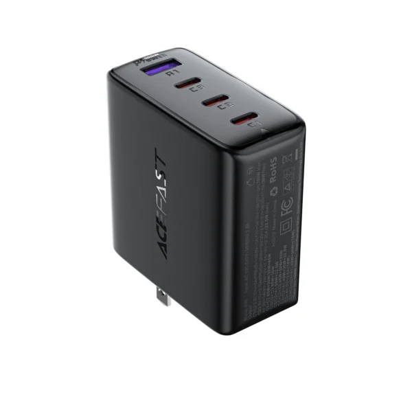 Acefast A96 PD100W GaN Charger (3 x USB-C + 1x USB-A) with US Plug - Blackeng