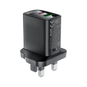 Acefast A99 30W GaN USB-C + USB-A (UK) Wall Charger - Blackeng
