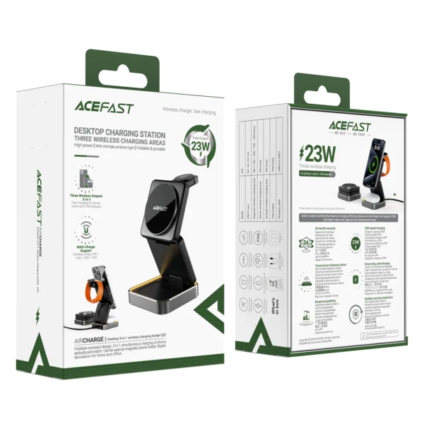 Acefast E20 3 in 1 Inductive Charger - Blackeng