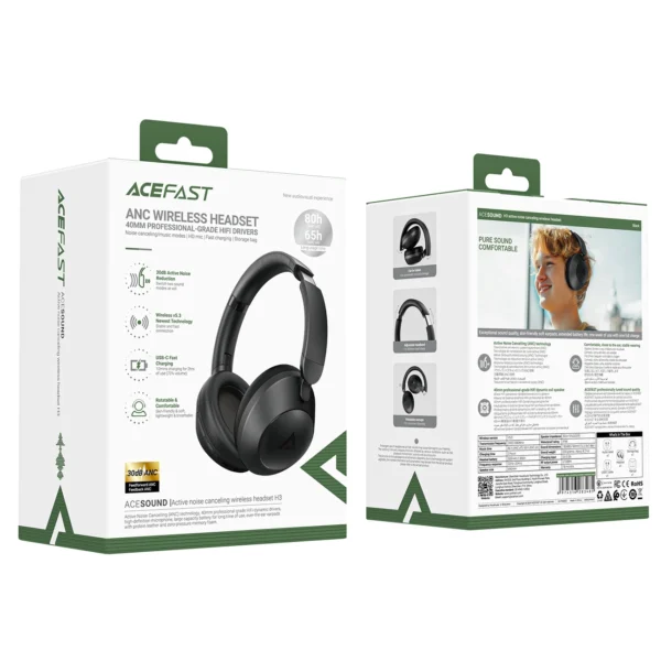 Acefast H3 Bluetooth Wireless Headphones with ANC - Blackeng