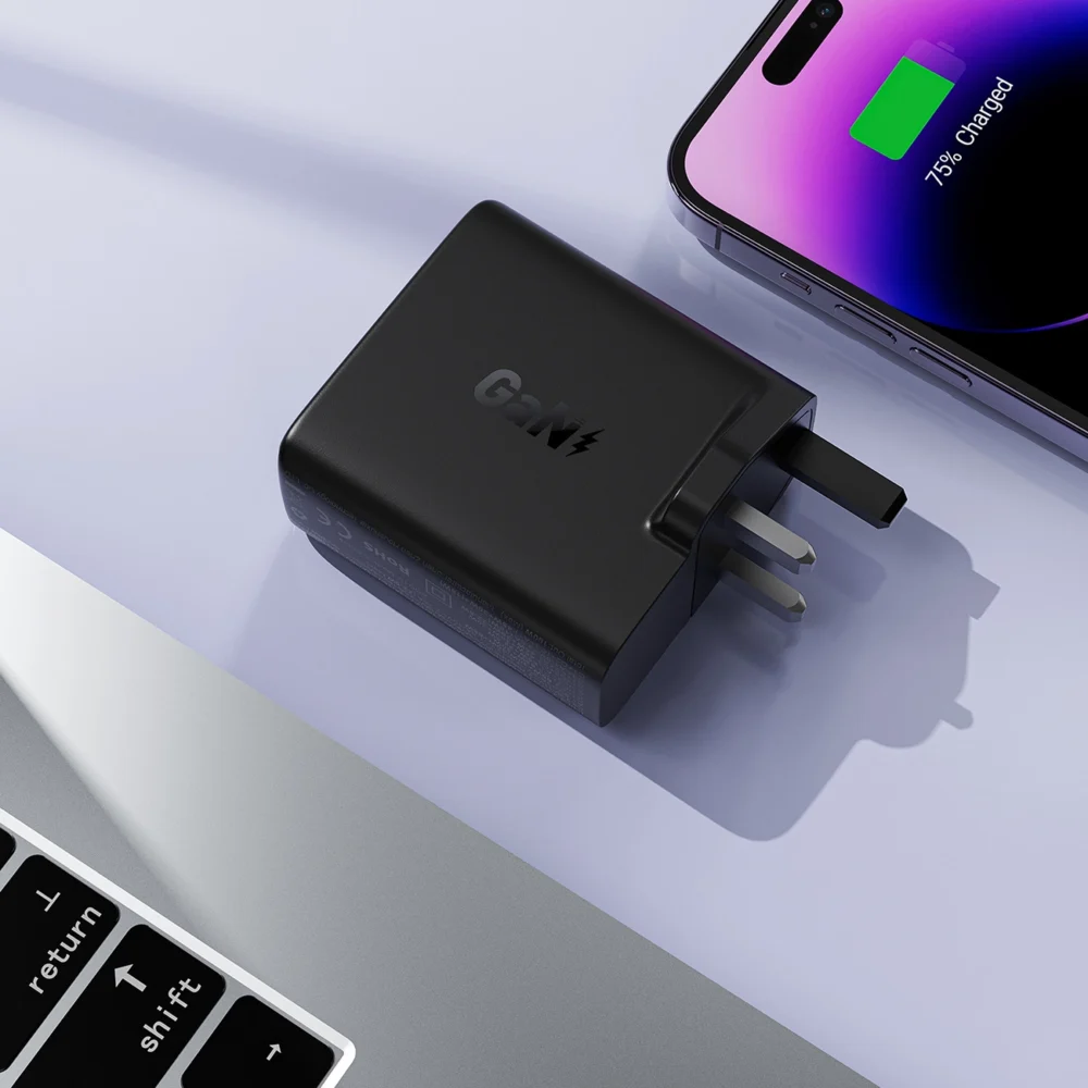 Acefast A97 PD100W GaN Wall Charger (3 x USB-C + USB-A) with UK Plug - Blackeng