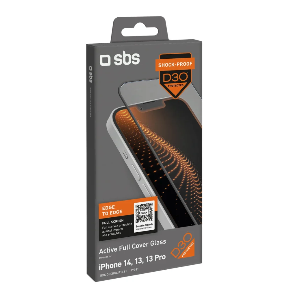 SBS Tempered Glass D30 with frame for iPhone 13 / 13 Pro / 14eng