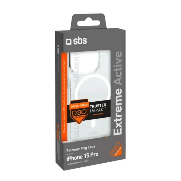 SBS D3O MagSafe Case for iPhone 15 Pro - Cleareng