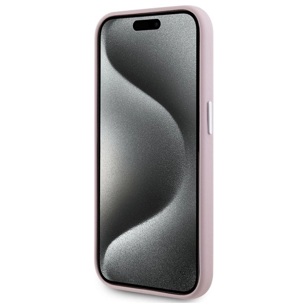 Karl Lagerfeld FW Metal Plate MagSafe iPhone 15 Pro Max Case - Pinkeng