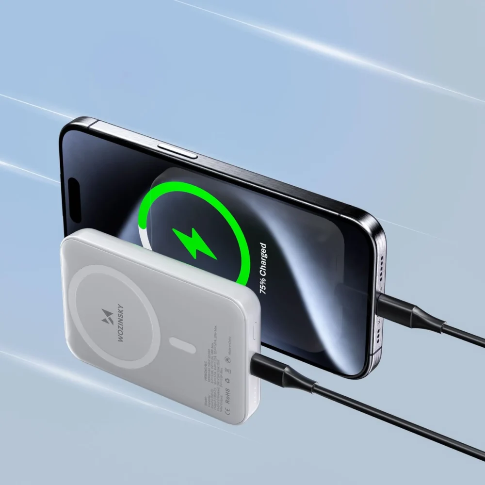 Wozinsky WRW349YWS 10,000 mAh Magnetic Power Bank - Whiteeng