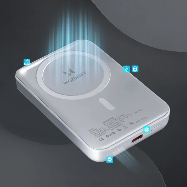 Wozinsky WRW349YWS 10,000 mAh Magnetic Power Bank - Whiteeng