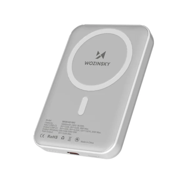Wozinsky WRW349YWS 10,000 mAh Magnetic Power Bank - Whiteeng