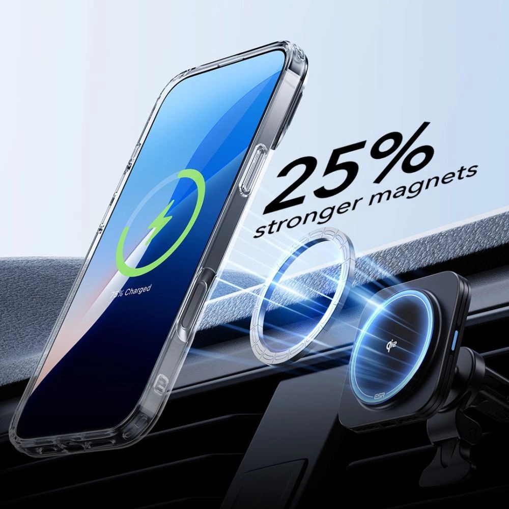 ESR Classic Hybrid Kickstand Halolock MagSafe Case Set + Tempered Glass for iPhone 16 - Cleareng