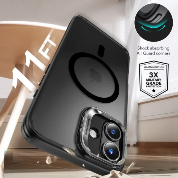 ESR Classic Hybrid Kickstand Halolock MagSafe Case Set + Tempered Glass for iPhone 16 - Blackeng