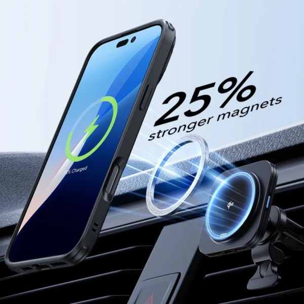 ESR Classic Hybrid Kickstand Halolock MagSafe Case Set + Tempered Glass for iPhone 16 - Blackeng