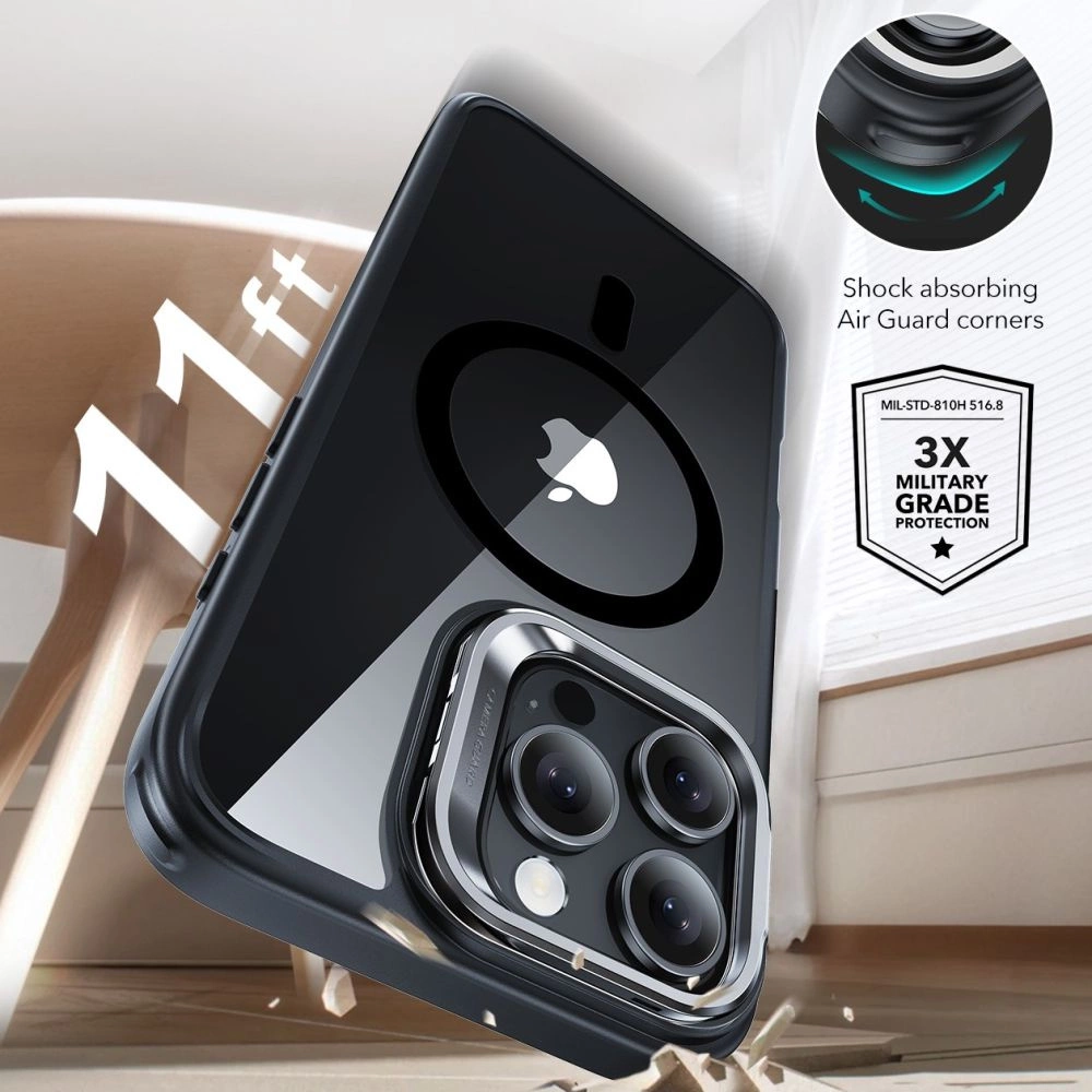 ESR Classic Hybrid Kickstand Halolock MagSafe Case Set + Tempered Glass for iPhone 16 Pro - Cleareng