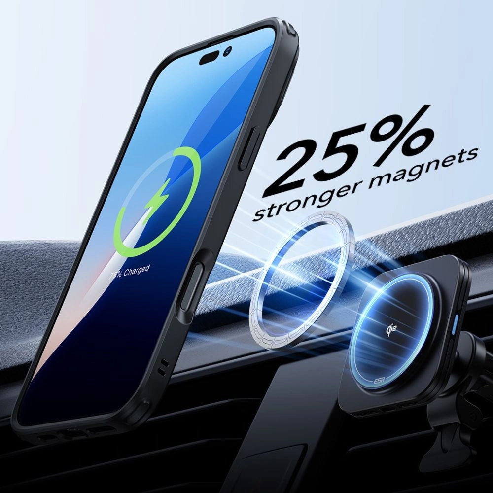 ESR Classic Hybrid Kickstand Halolock MagSafe Case Set + Tempered Glass for iPhone 16 Pro - Cleareng