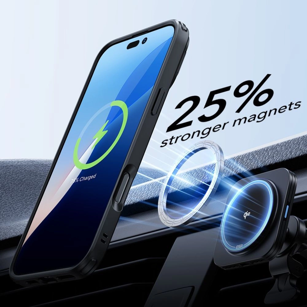 ESR Classic Hybrid Kickstand Halolock MagSafe Case Set + Tempered Glass for iPhone 16 Pro - Blackeng