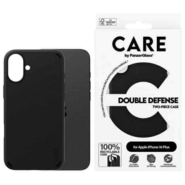 CARE by PanzerGlass Feature Double Defense Case for iPhone 16 Plus - Blackeng