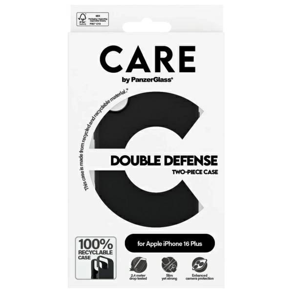CARE by PanzerGlass Feature Double Defense Case for iPhone 16 Plus - Blackeng