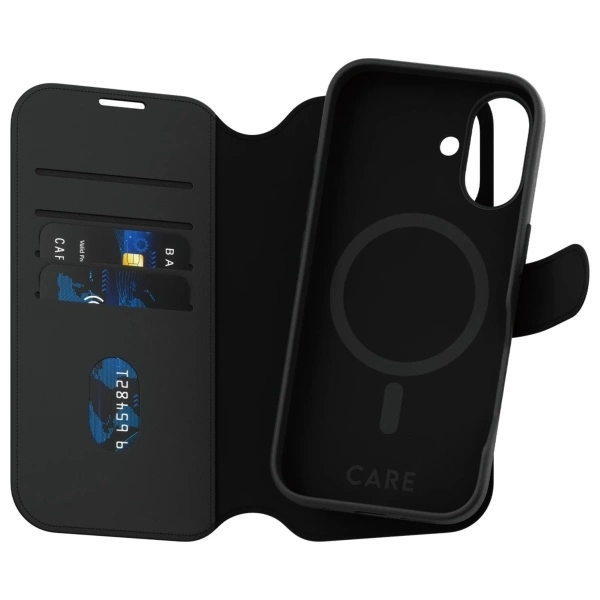 CARE by PanzerGlass Feature Tango 2in1 Wallet MagSafe Case for iPhone 16 - Blackeng