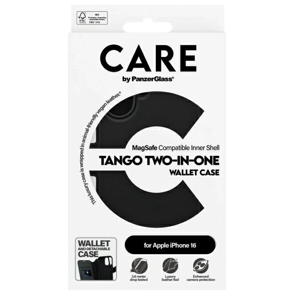 CARE by PanzerGlass Feature Tango 2in1 Wallet MagSafe Case for iPhone 16 - Blackeng