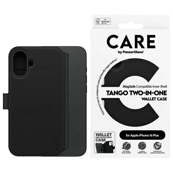 CARE by PanzerGlass Feature Tango 2in1 Wallet MagSafe Case for iPhone 16 Plus - Blackeng
