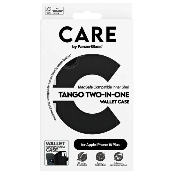 CARE by PanzerGlass Feature Tango 2in1 Wallet MagSafe Case for iPhone 16 Plus - Blackeng