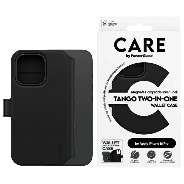 CARE by PanzerGlass Feature Tango 2in1 Wallet MagSafe Case for iPhone 16 Pro - Blackeng
